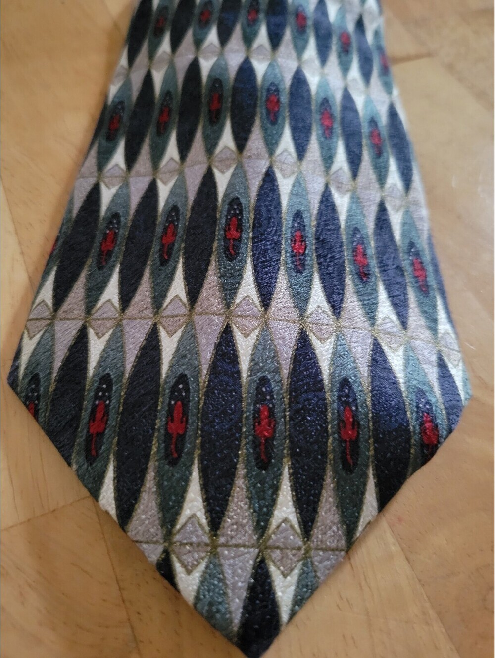 Vintage Pierre Cardin Silk Tie Art Deco Retro Geometric 59" x 4" USA Necktie